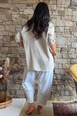 Pia Pillow Cotton Embroidered Tile Classic Shirt Stone